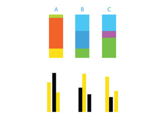 Set of colorful graph symbol of business