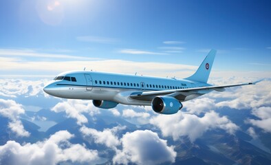 Obraz premium a large jet is flying in the sky,