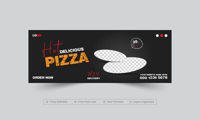 Pizza food menu social media facebook cover design, Creative promotional cover banner design for restaurant business