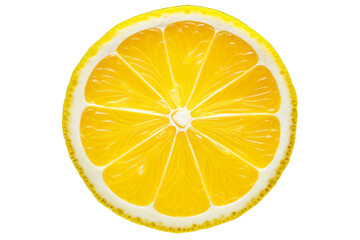 Vibrant, translucent slice of lemon isolated on transparent, showcasing the freshness and zest of citrus.