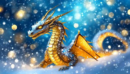 new year card with dragon