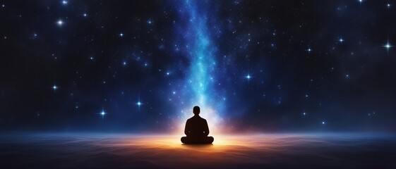 Fototapeta na wymiar Meditation under a starry sky