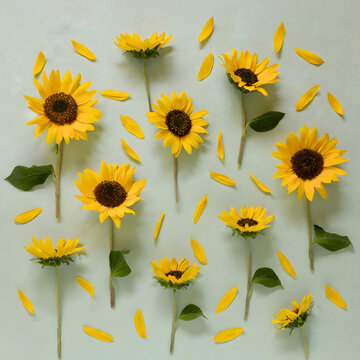 Studio floral display of Sunflowers