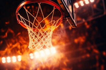 Fototapeta premium basketball basket in a stadium full of spectators