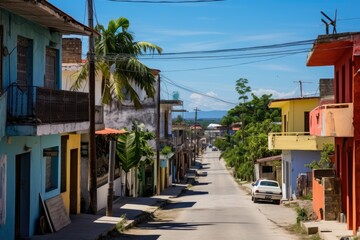 Fototapeta na wymiar street in the village of island