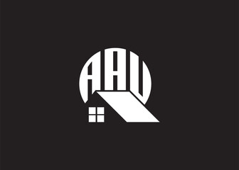 Real Estate Letter AAU Monogram Vector Logo.Home Or Building Shape AAU Logo