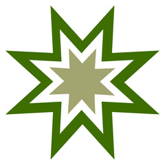 Abstract geometric green star symbol, eight corners