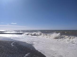 waves breaking on the beach in Sochi