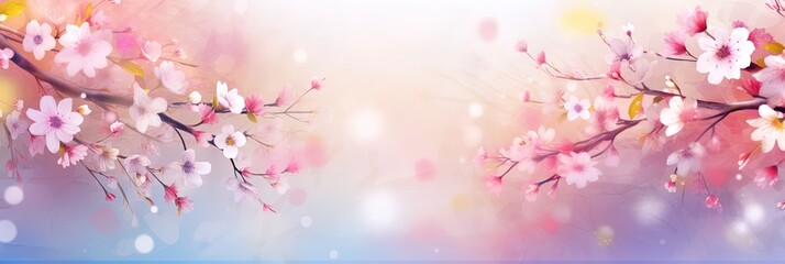 Spring watercolor background with flowers.