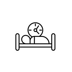 Sleep deprivation vector icon. Sleep deprivation restless woman in black and white color.