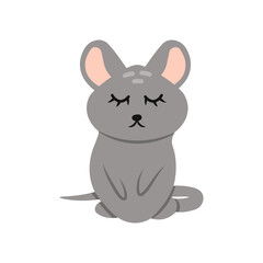 Cartoon mouse animal isolated on white. Cute character, vector zoo, wildlife poster.