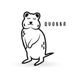 Cartoon quokka animal isolated on white. Cute character icon, vector zoo, wildlife poster.