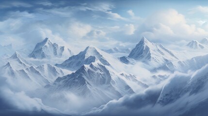 A breathtaking mountain range, covered in a blanket of fresh snow.