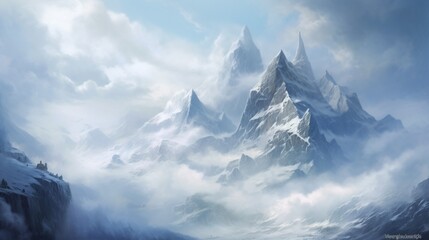 A breathtaking mountain range, covered in a blanket of fresh snow.