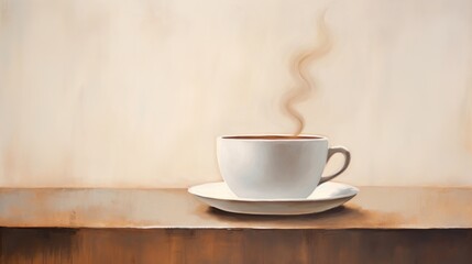  a close up of a cup of coffee on a table with a cup of coffee in front of it and a cup of coffee on the side.