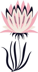 Pink flower in Chinese style. cartoon illustration of flower