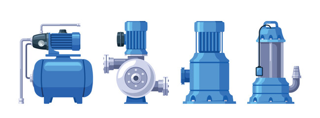 Water Pumps, Mechanical Devices That Move Water From One Place To Another. They Play A Crucial Role In Agriculture - obrazy, fototapety, plakaty