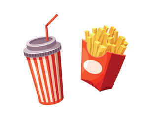 Golden French Fries, Crispy And Hot Stand Tall Beside A Fizzy Cola Cup Filled With Effervescent Delight