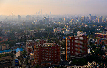 panoramic view from the height of the megalopolis with skyscrapers
