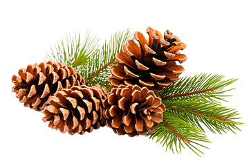 pine branch with cones  on Transparent Background
