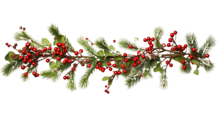christmas tree branch with red berries