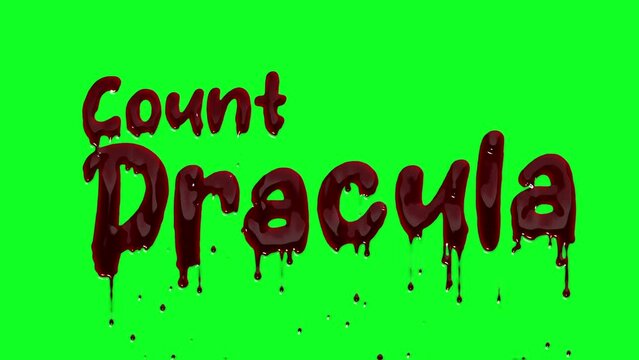 Bloody Count Dracula Logo Dripping in Blood on a Green Screen