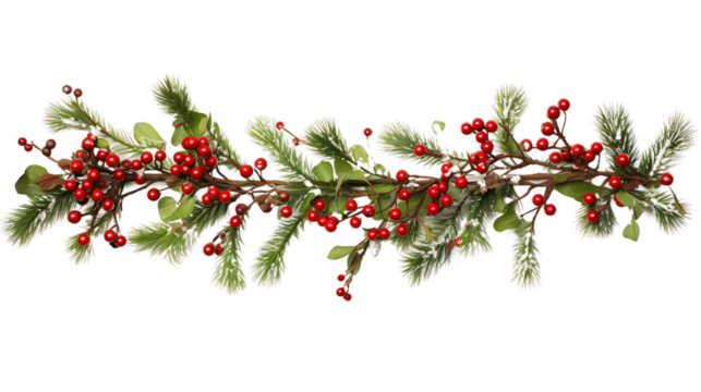 christmas tree branch with red berries