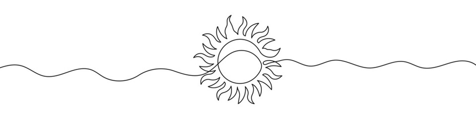 Continuous line drawing of sun icon. Sun continuous line icon.