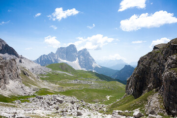Dolomites range landscape. Pelmo mount view