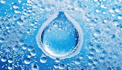 A water drop surrounded by bubbles or foam