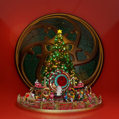 Christmas tree with steampunk decoration