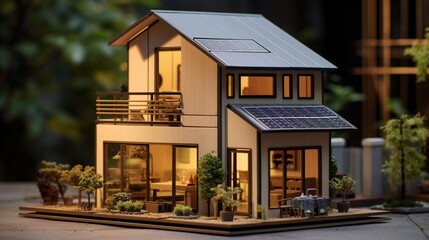 Obraz premium A contemporary miniature house with a focus on sustainable and locally sourced materials.