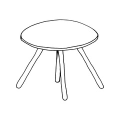 Round table hand drawn outline doodle icon. Coffee table vector sketch illustration for print. Creative Coffee Table icon for design on white background. Vector simple flat graphic illustration