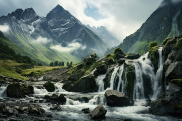 Scenic travel summer rock landscape mountains beauty peak green nature