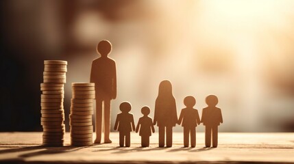 Family Finance Planning Money Stack and Miniature Figures