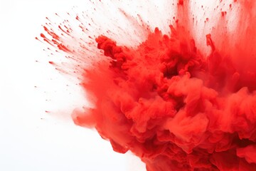 A close-up view of a red substance suspended in the air. This image can be used to depict an abstract concept, a chemical reaction, or a mysterious phenomenon - obrazy, fototapety, plakaty