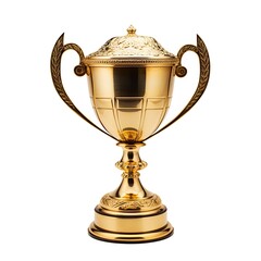 Fototapeta na wymiar Golden Trophy on White Background, Symbolizing Success and Victory