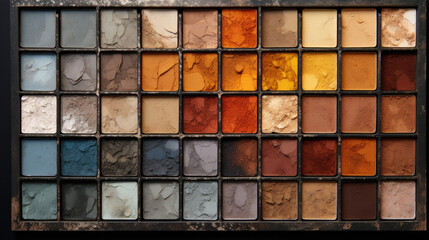 Makeup eyeshadow palette in muted dark colors