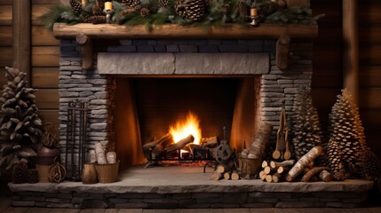  a fireplace in a living room with a fireplace mantel and a fireplace mantel with a fireplace mantel and a fireplace mantel in a living room with a fireplace in a room with a fireplace. - obrazy, fototapety, plakaty