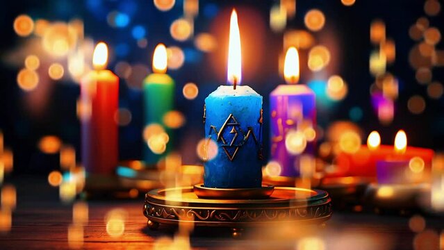 Hanukkah candles decoration, motion video animation