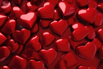 A pile of red hearts stacked on top of each other. Perfect for expressing love and affection.