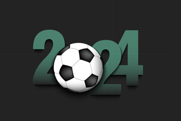 Fototapeta na wymiar Happy New Year 2024 and soccer ball
