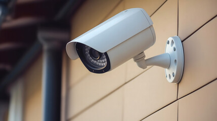 Une caméra de surveillance à l'extérieur. - obrazy, fototapety, plakaty