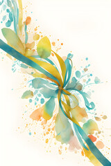 Abstract contemporary magical floral party celebration theme background with ribbons and flowers watercolor style
