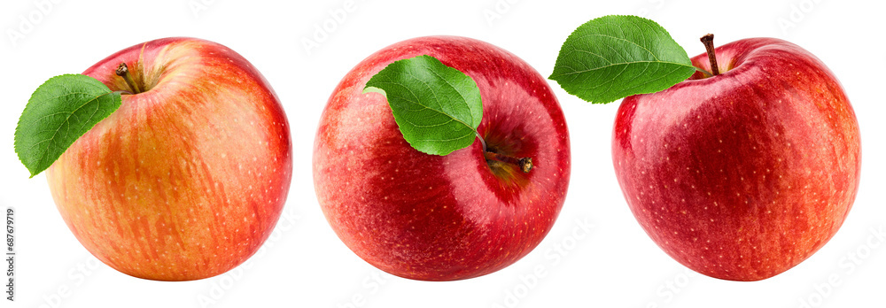 Wall mural red apple isolated on white background, full depth of field
