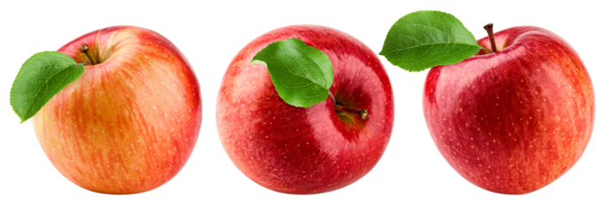 Red apple isolated on white background, full depth of field