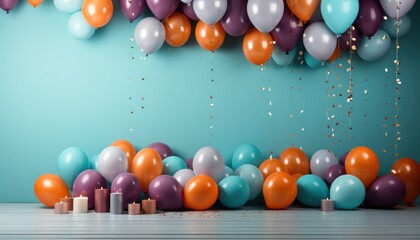 Obraz premium a party on a table with various balloons and decorations,