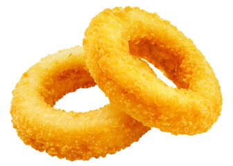 fried Onion ring, isolated on white background, full depth of field