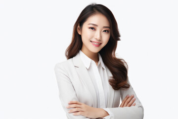 Woman in white shirt posing for picture. Suitable for various uses.