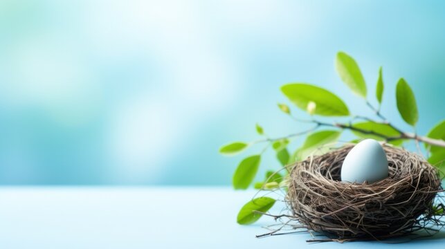 A simple yet elegant image of a single Easter egg in a nest surrounded